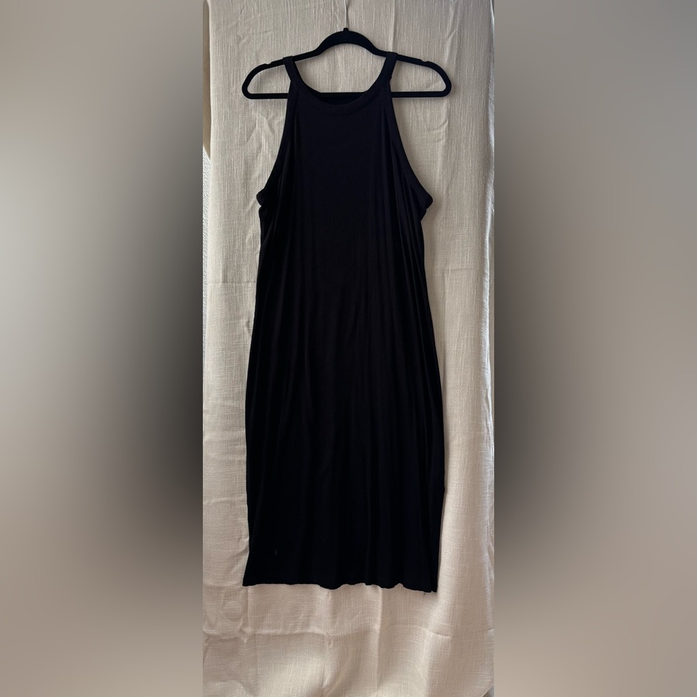 Old Navy Black Sheath Midi Dress Sleeveless Crew Neck